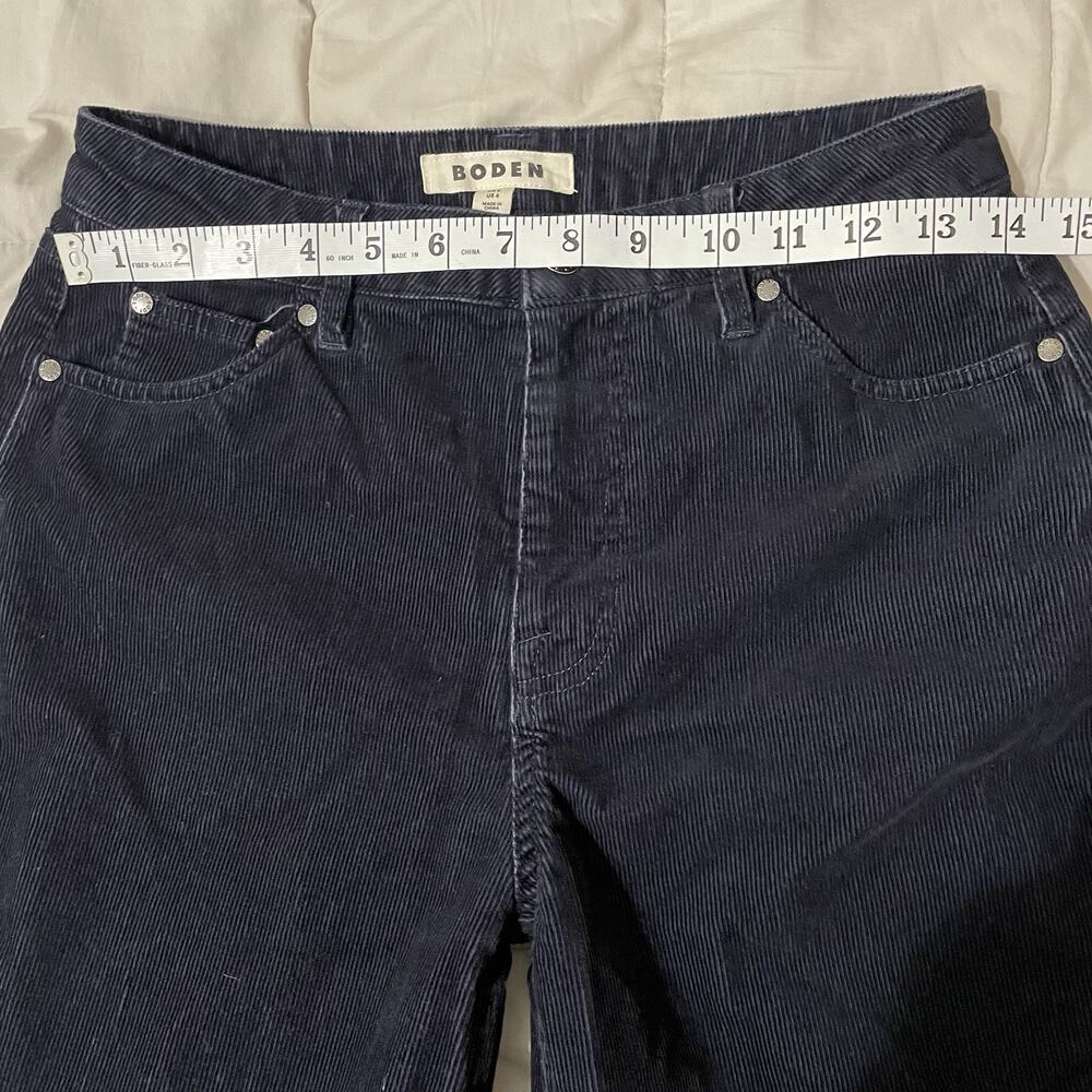 Boden 5 Pocket Cord Crop Jeans Size 4 Women Navy Blue Corduroy Wide Leg Preppy - Picture 4 of 10